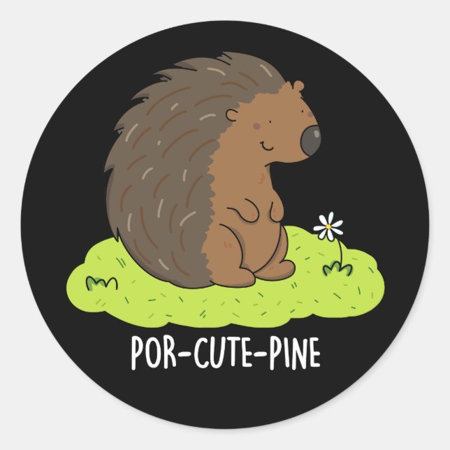 Adesivo Redondo Porcupine Engraçado Porcupine Escuro BG (Frente)