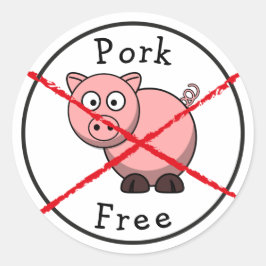 Adesivo Redondo Pork Free No Pigs Comida Label Alergias Sticker