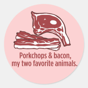 Adesivo Redondo Porkchops & bacon, meus dois animais favoritos