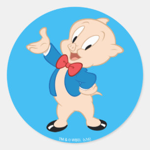 Adesivo Redondo Porky Pig   Pose Clássica