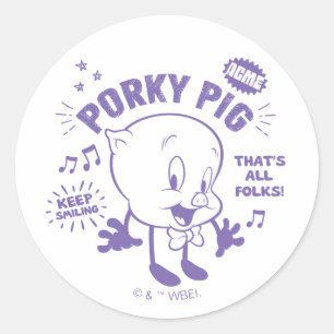 Adesivo Redondo Porky Pig Retro Sorrente
