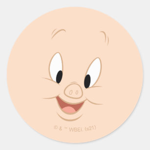 Adesivo Redondo Porky Pig Smiling Face