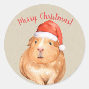 Adesivo Redondo Porquinho-da-índia Hamster de Natal Férias Country