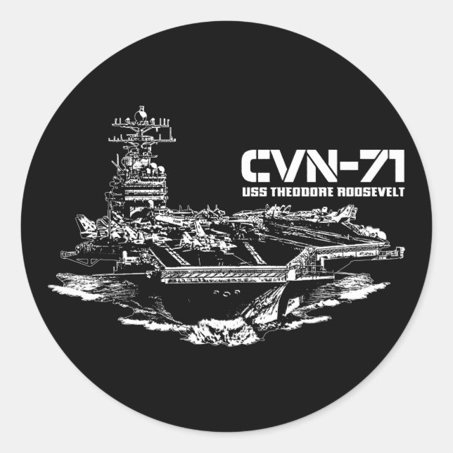 Adesivo Redondo Porta-aviões Theodore Roosevelt Sticker (Frente)