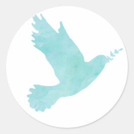 Adesivo Redondo Porta Azul de Aquarela