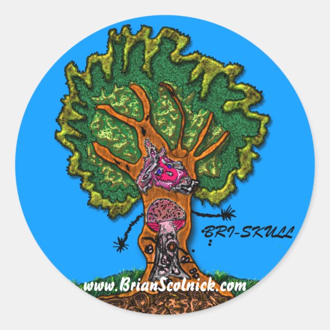 Adesivo Redondo porta-em-cogumelo (Frente)