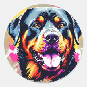 Adesivo Redondo Portait Dog Rottweiler