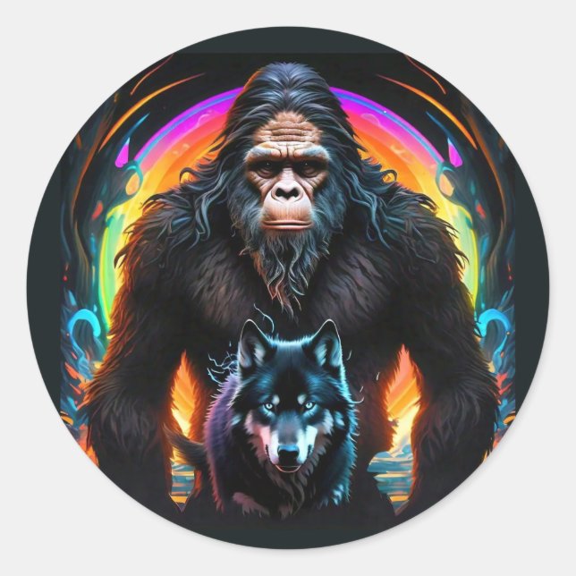 Adesivo Redondo Portal Bigfoot e Wolf (Frente)