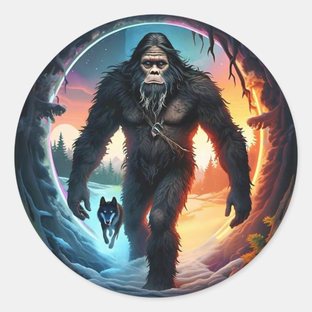 Adesivo Redondo Portal Bigfoot e Wolf (Frente)
