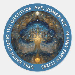 Adesivo Redondo Portal Celestial Árvore da Vida