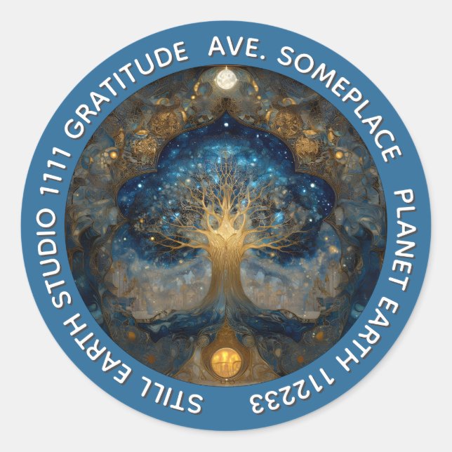 Adesivo Redondo Portal Celestial | Árvore da Vida (Frente)