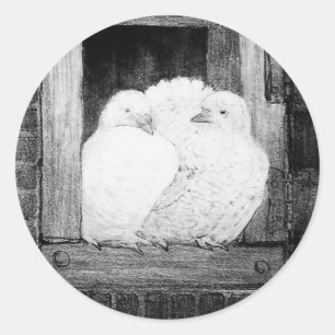 Adesivo Redondo PORTAS BRANCAS NA JANELA preto e branco