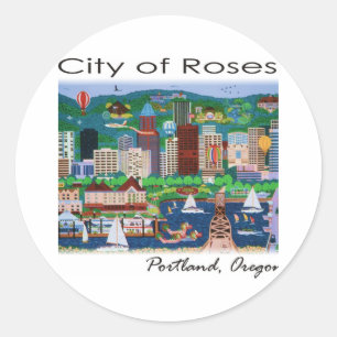 Adesivo Redondo Portland~ A cidade dos Rosas