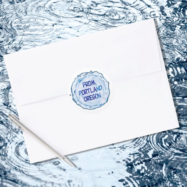 Adesivo Redondo Portland Oregon Water Splash (Criador carregado)