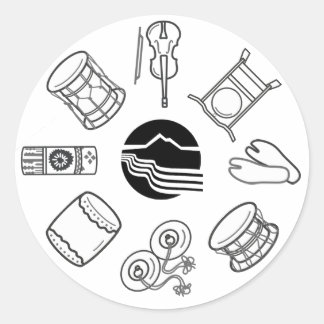 Adesivo Redondo Portland Taiko Line Art Sticker Sheet