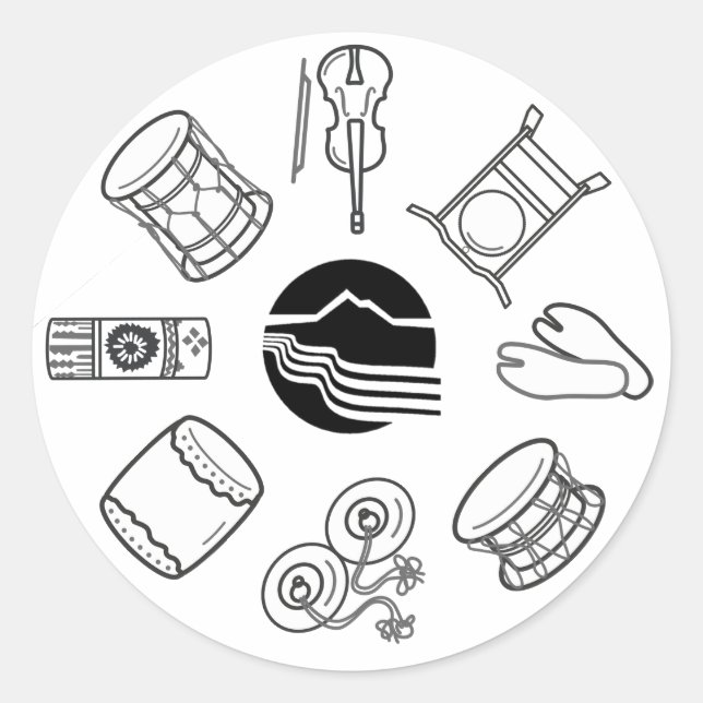 Adesivo Redondo Portland Taiko Line Art Sticker Sheet (Frente)