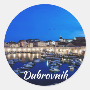 Adesivo Redondo Porto de Dubrovnik e paredes iluminadas à noite
