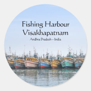 Adesivo Redondo Porto de Pesca Vizag