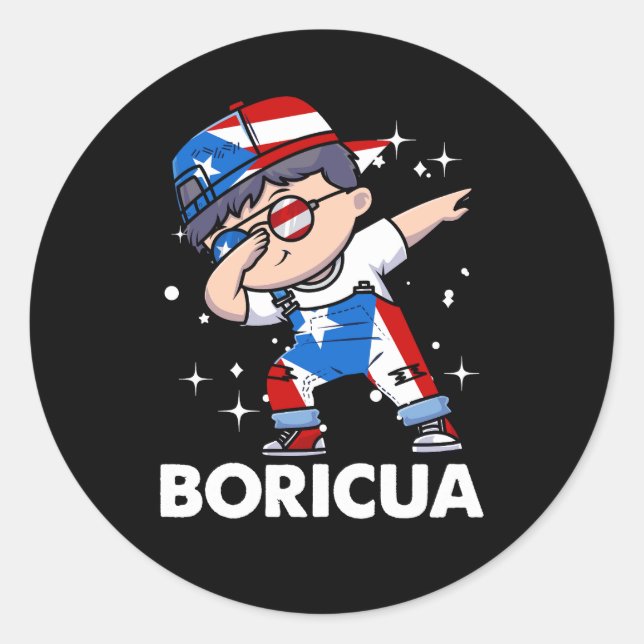 Adesivo Redondo Porto Rico Herança Hispânica Mês Boricua Rican (Frente)