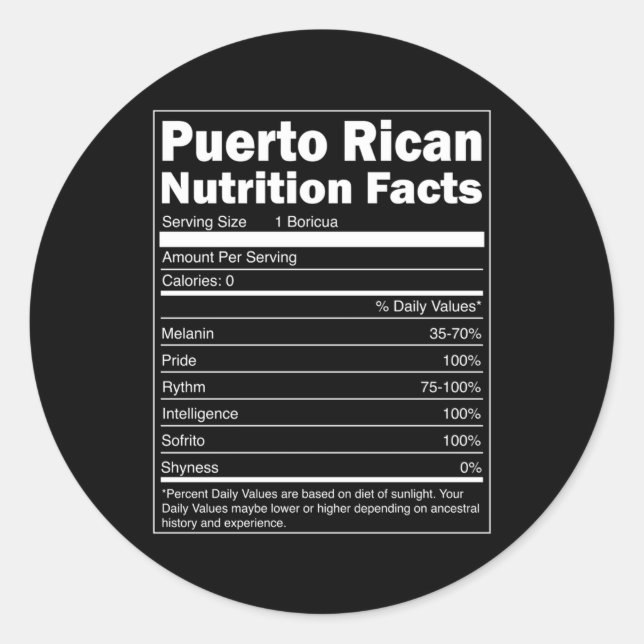 Adesivo Redondo Porto Rico Nutrição Fala Porto Rico (Frente)