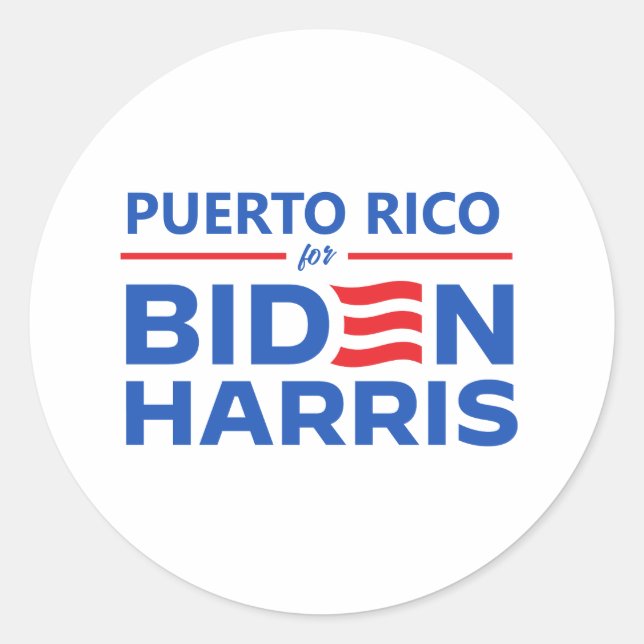 Adesivo Redondo Porto Rico para Biden Harris (Frente)