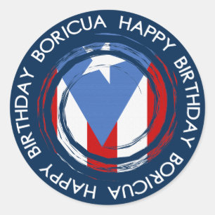 Adesivo Redondo Porto Rico : Tema da Bandeira: Aniversário Boricua