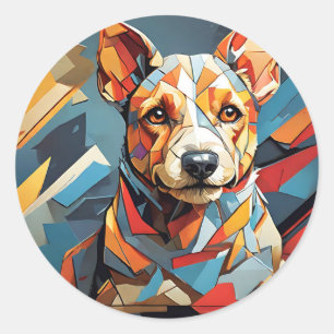 Adesivo Redondo Portraítico Cubist Terrier Dog
