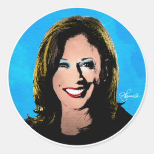 Adesivo Redondo PORTRATO DE pop ART KAMALA HARRIS