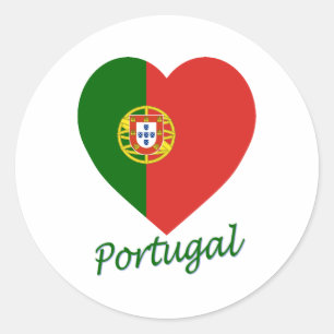 Adesivo Redondo Portugal Flag Heart