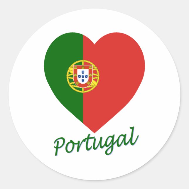 Adesivo Redondo Portugal Flag Heart (Frente)