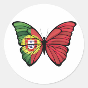 Adesivo Redondo Portugal Hypolimnas Butterfly Classic Round Sti