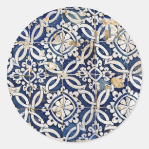 Adesivo Redondo Português Azulejo do vintage