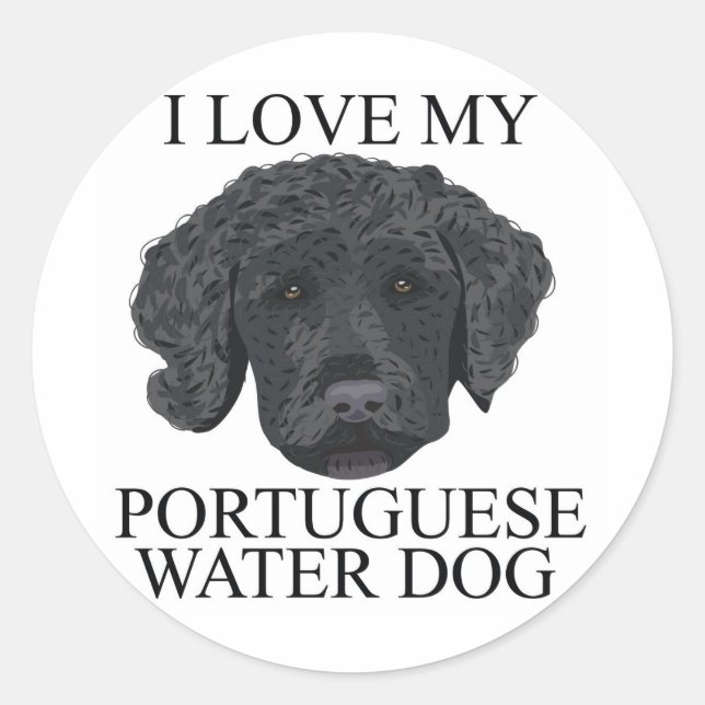 Adesivo Redondo PORTUGUÊS WATER DOG Love! (Frente)