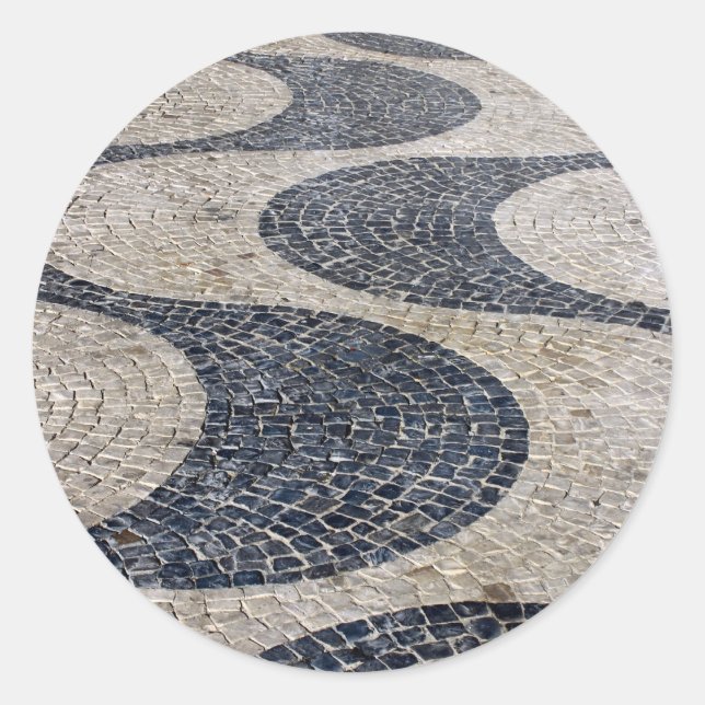 Adesivo Redondo Portuguese Calçada, Lisbon, Portugal (Frente)