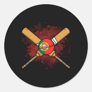 Adesivo Redondo Portuguese Cricket Racket And Ll Flag Of Portugal 
