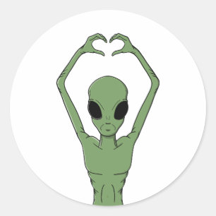 Adesivo Redondo Pose do Coração Alien