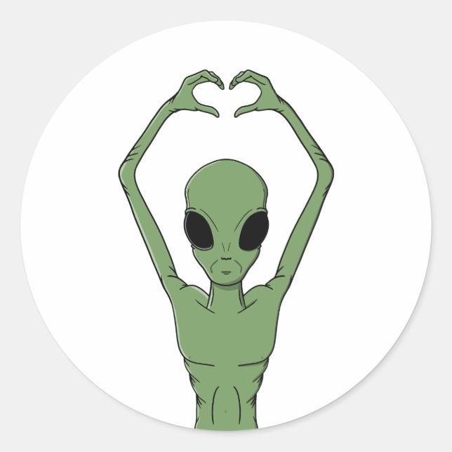 Adesivo Redondo Pose do Coração Alien (Frente)