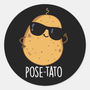 Adesivo Redondo Pose-tato Piada de Batata Engraçada Fundo Escuro