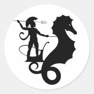 Adesivo Redondo Poseidon, design grego do alivio
