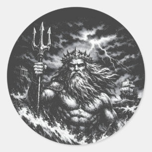 Adesivo Redondo Poseidon — Senhor das Profundezas por BurnsInHell