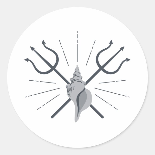 Adesivo Redondo Poseidon Trident (Frente)