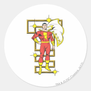 Adesivo Redondo Poses de SHAZAM