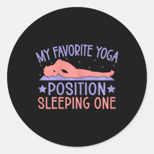 Adesivo Redondo Posição Favorita de Yoga Dormindo Um Yoga Divertid