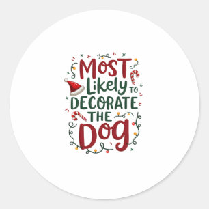 Adesivo Redondo Possível Decoração De Natal Família De Cães Xmas
