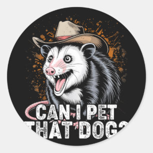 Adesivo Redondo Posso acariciar esse meme de cachorro amante de an