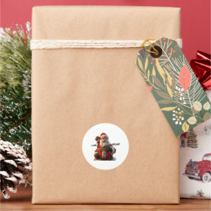 Adesivo Redondo Posso Explicar, Cartoon Papai Noel E Little Boy