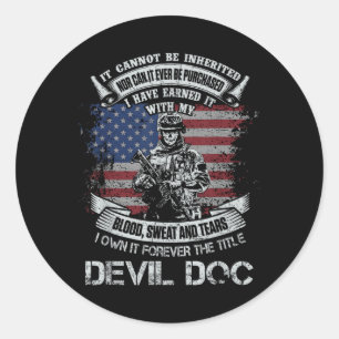 Adesivo Redondo Possua Para Sempre O Título Diabo Doc Bandeira Cor