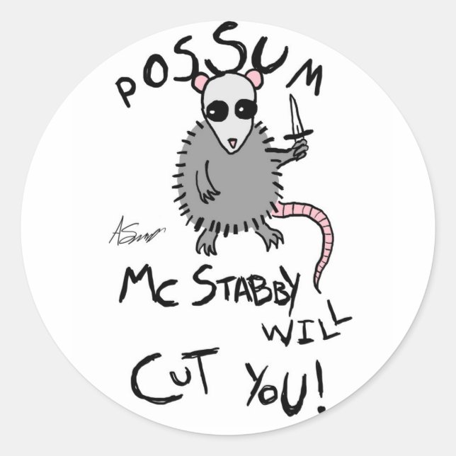 Adesivo Redondo Possum McPunby Stickers (Frente)