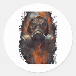 Adesivo Redondo Post Apocalyptic Gas Mask Toxic Grunge