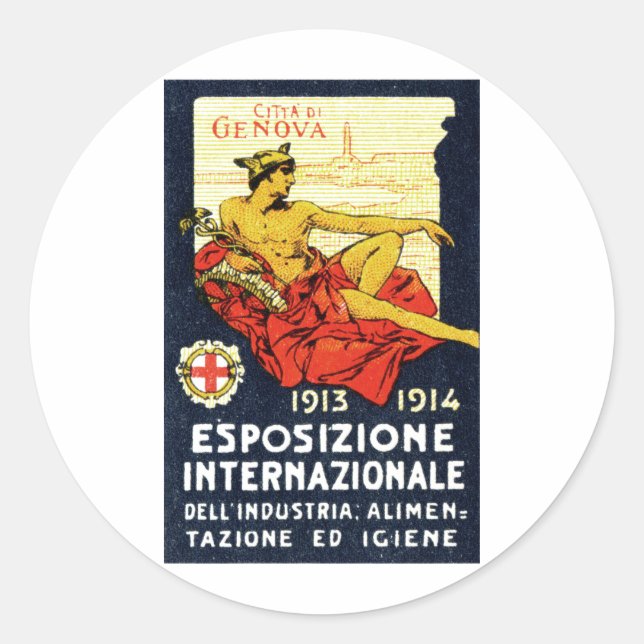Adesivo Redondo poster da Expo Genova de 1913 (Frente)